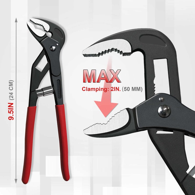 HAUTMEC 10-Inch Water Pump Pliers, Auto-Adjusting Tongue and Groove Joint Pliers, V-Jaw with Comfort Grips, Rust-Proof CRV Steel Construction for Plumbing, Home Repair, and Pipe Fittings HT0088 - Image 5